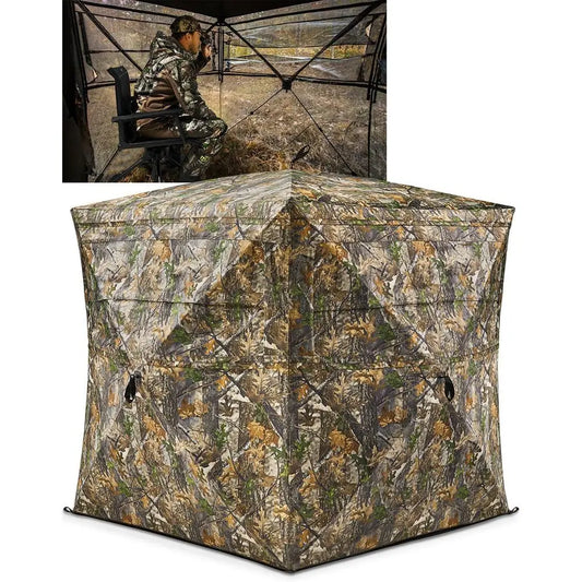 Portable 270° View Hunting Tent with Carrying Bag, Pop-Up Design in Forest Camo