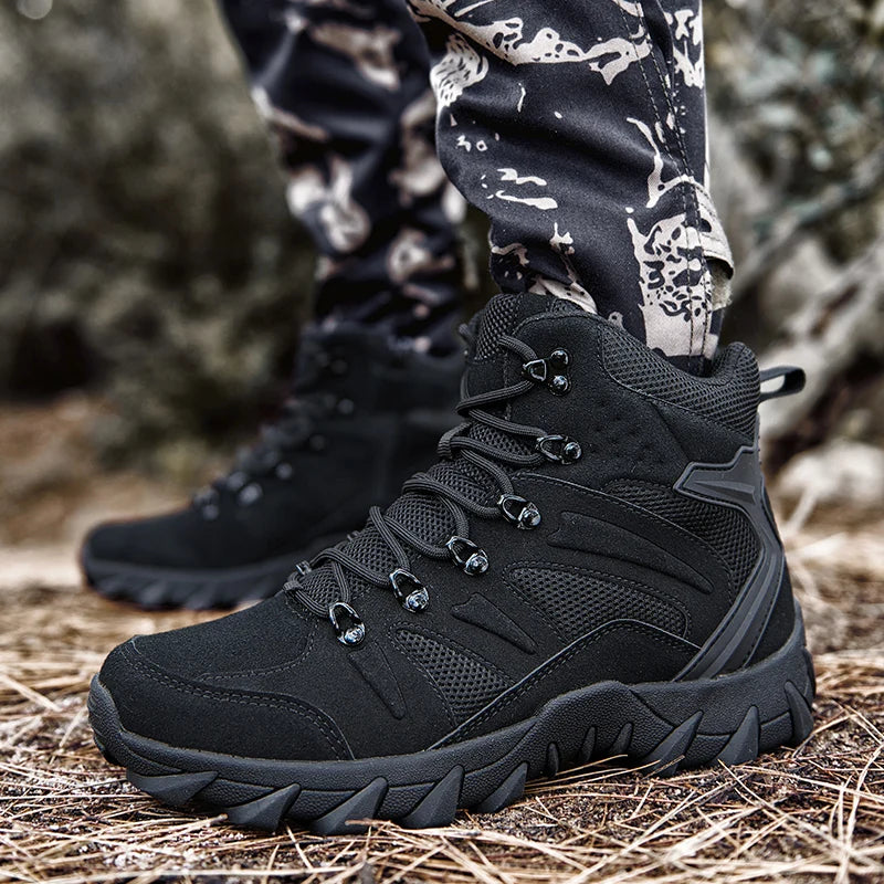 LOUIS KADHRCN Mens Casual Tactical Boots Lightweight Outdoor Motorcycle Boots Side Zip
