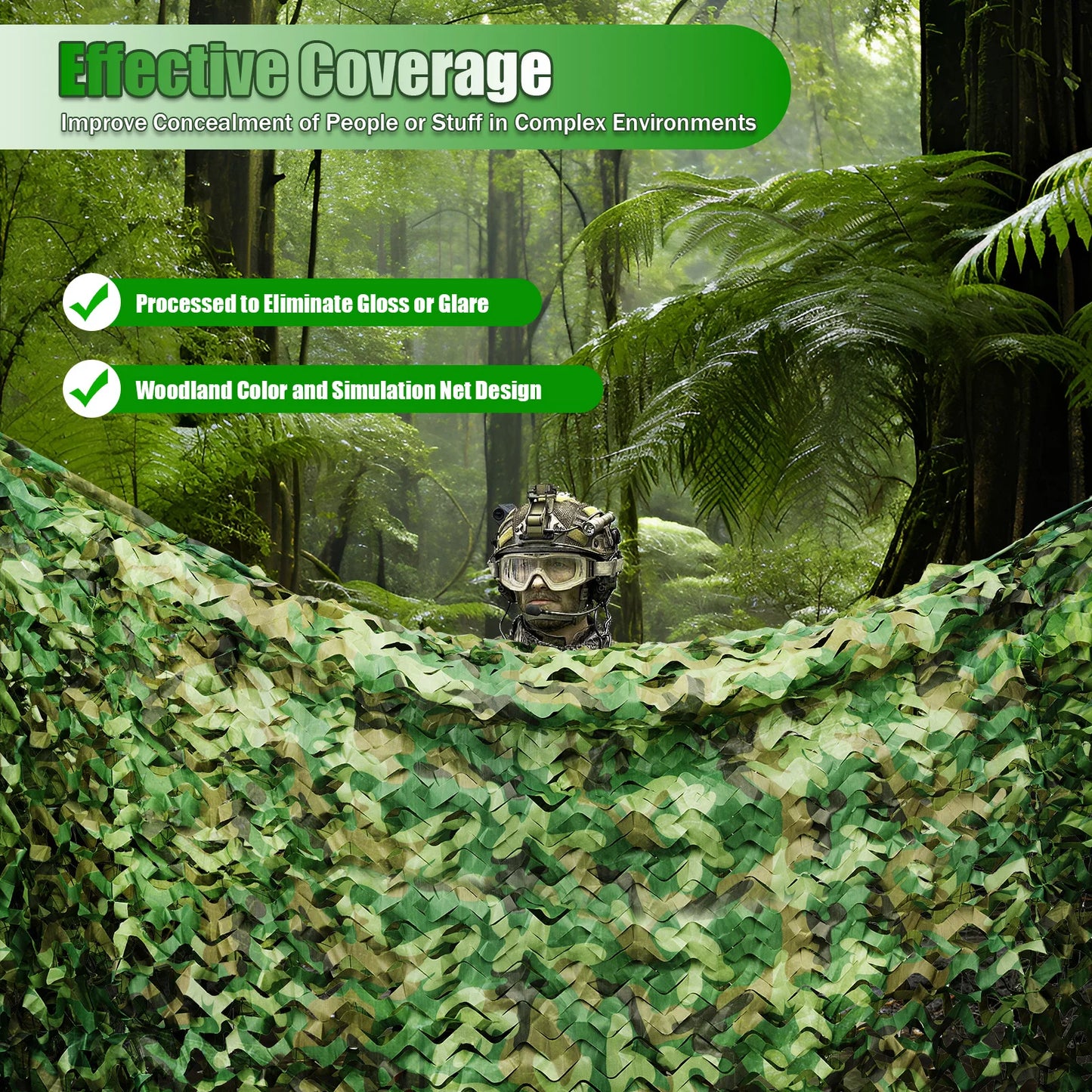 8*8m Military Net Camouflage Hunting Woodland Army Training Sunshade Mesh Nets Waterproof & Lightweight for Hunting, Camping