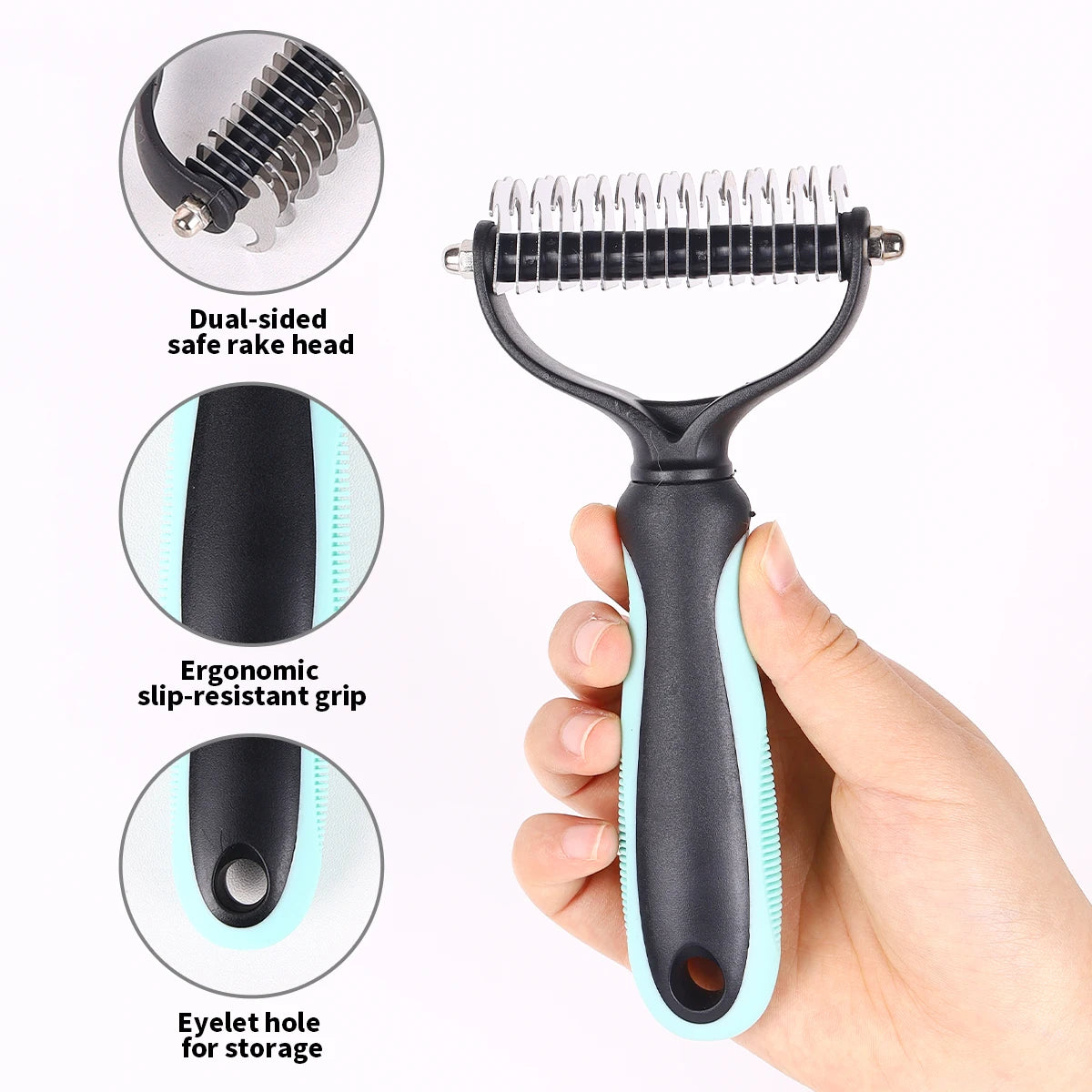 Pet Grooming Brush Double Sided Dematting Rake Dogs And Cats