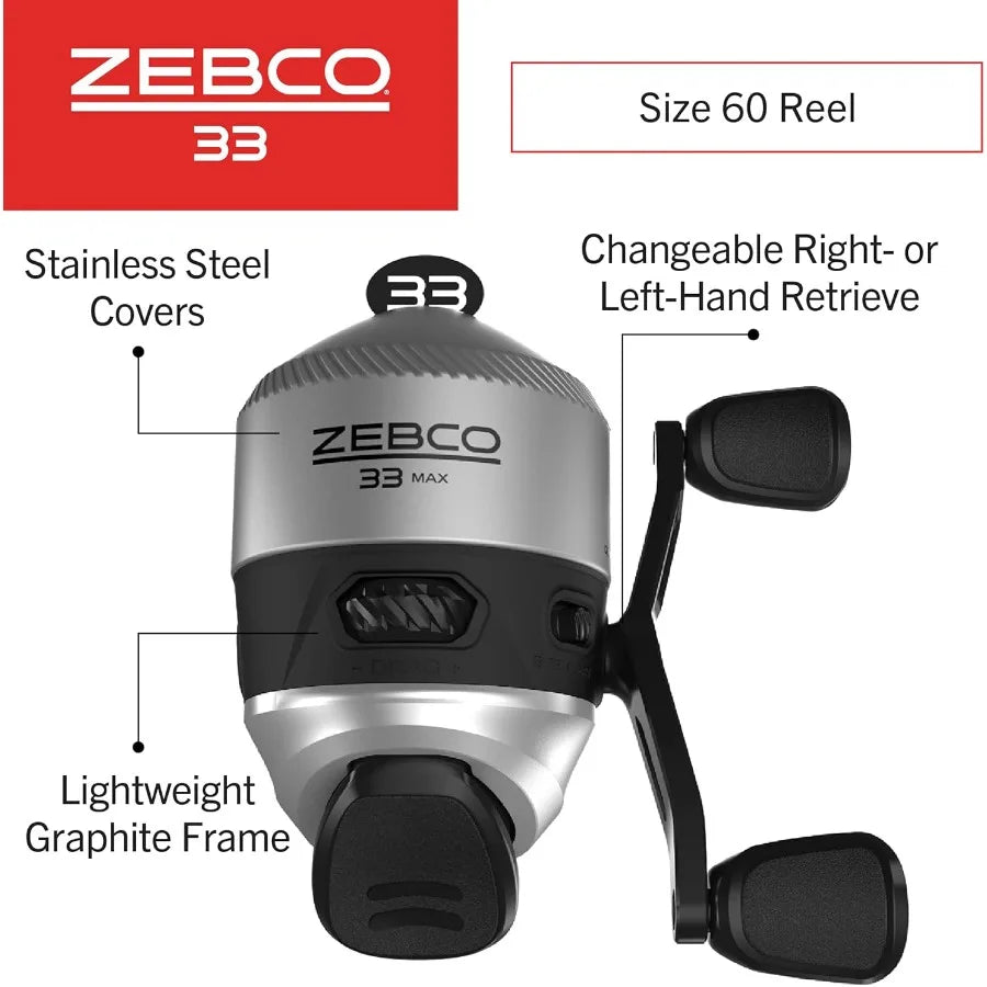 6Foot 2Piece Fiberglass Fishing Rod and Zebco 33 Spincast Reel Combo with EVA Handle for Enhanced Comfort and Precision Casting