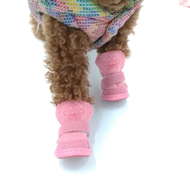 NONECN Pet Snow Boots Set Thickened Plush Non Slip Dogs