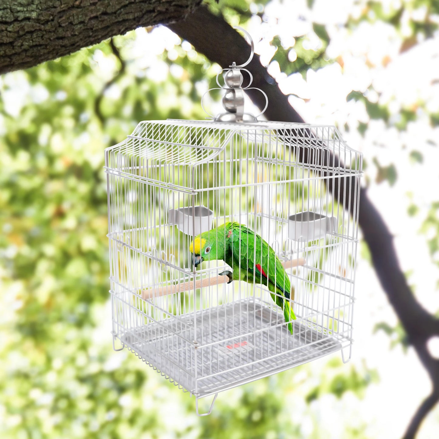 Stainless Steel Bird Cage, Encrypted Wire, Large Space, Easy Clean, for Budgies, Cockatiels & Medium Birds, Complete Accessories