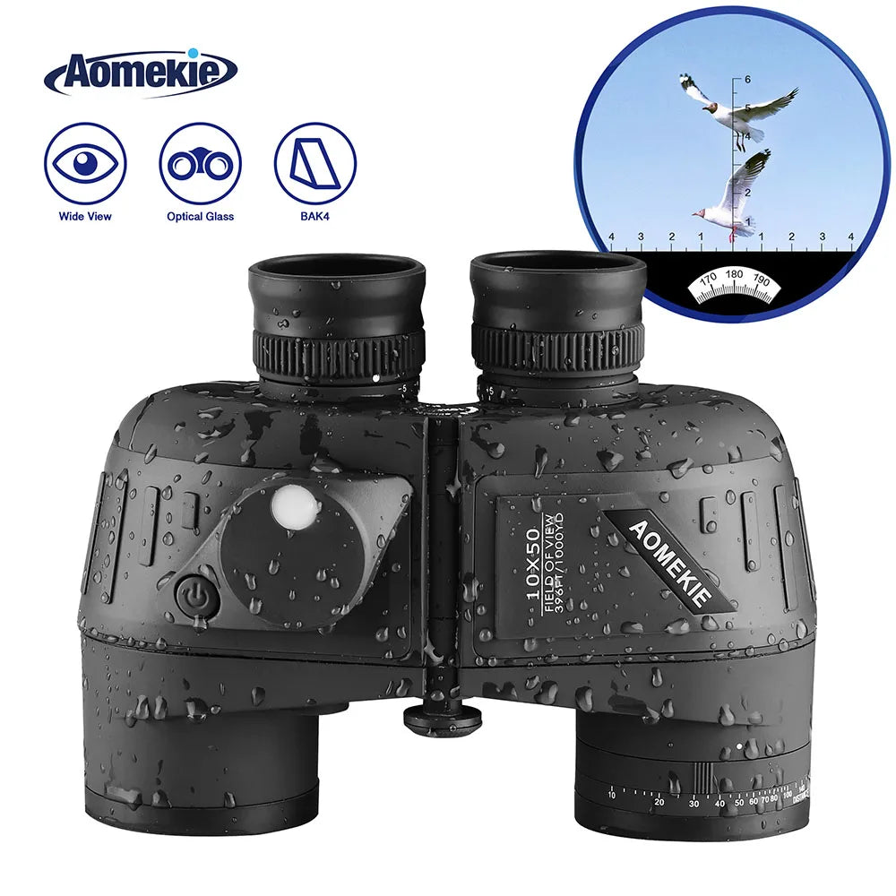 10x50 Binoculars With Rangefinder And Compass Waterproof Design