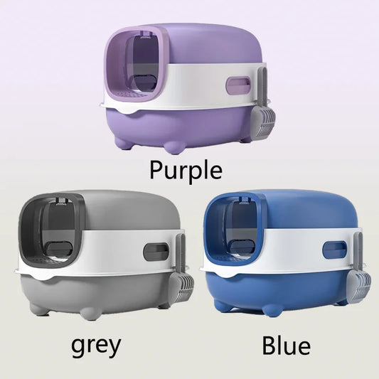 Extra Large Enclosed Cat Litter Box with Corridor Entry - Superior Odor Control & Anti-Splash Design for Multi-Cat Households