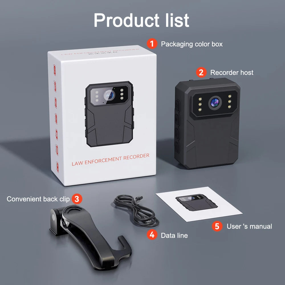 Full 4K HD Body Worn Camera Portable Law Enforcement Recorder Camera Mini Digital Night Vision Bodycam