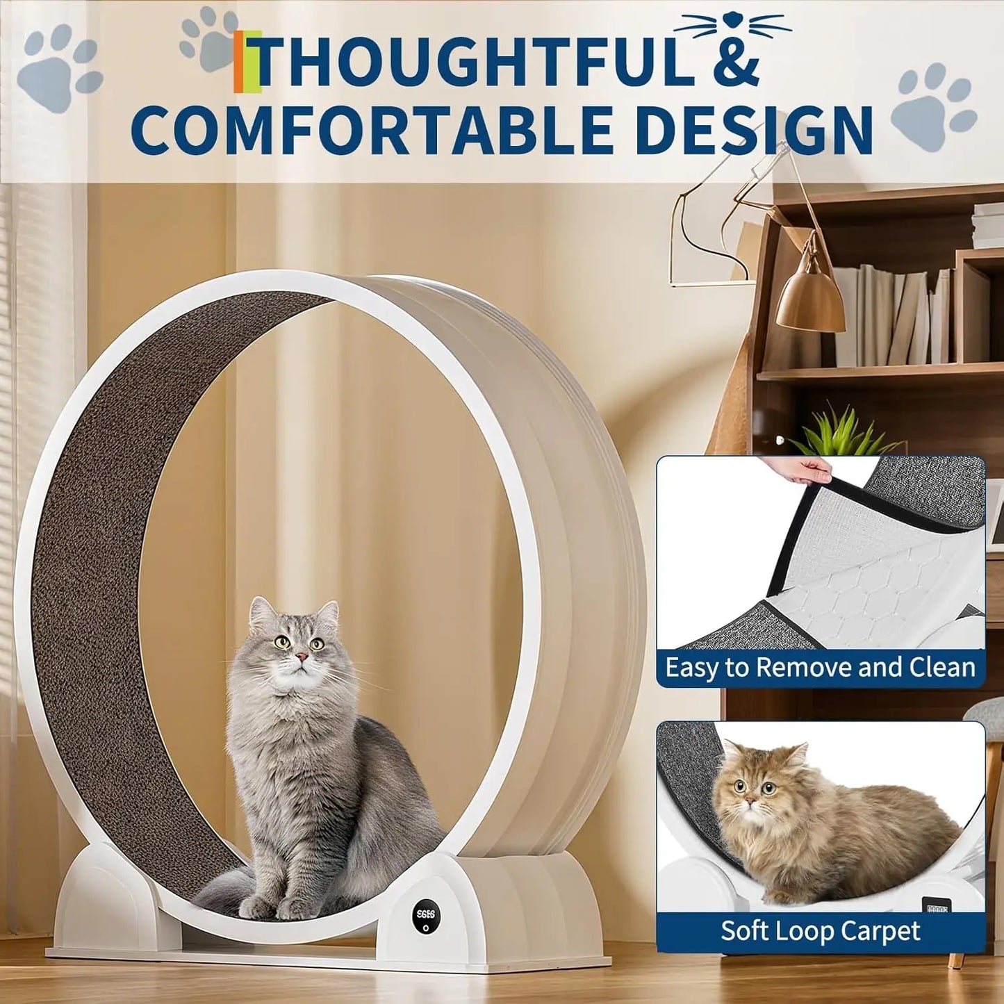 HiMISSCN Cat Exercise Wheel For Indoor Cats ABS Quiet Exerciser With Pedometer For Pets