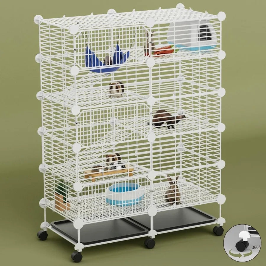 Guinea Pig Cage 5 Tier Wheels Removable Tray Small Animals