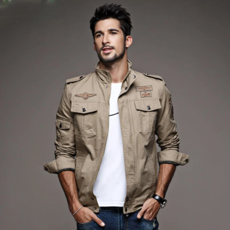 New 2023 Casual Army Military Jacket Men Plus Size M-6XL Jaqueta masculina Air force one Spring & Autumn Cargo Mens Jackets Coat