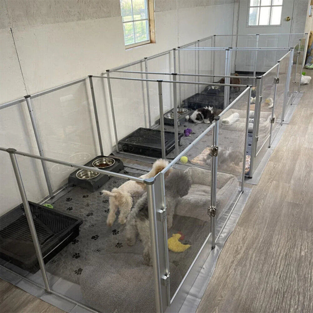 BORWARTH Acrylic Dog Playpen Cage 3 In 1 Indoor Enclosure