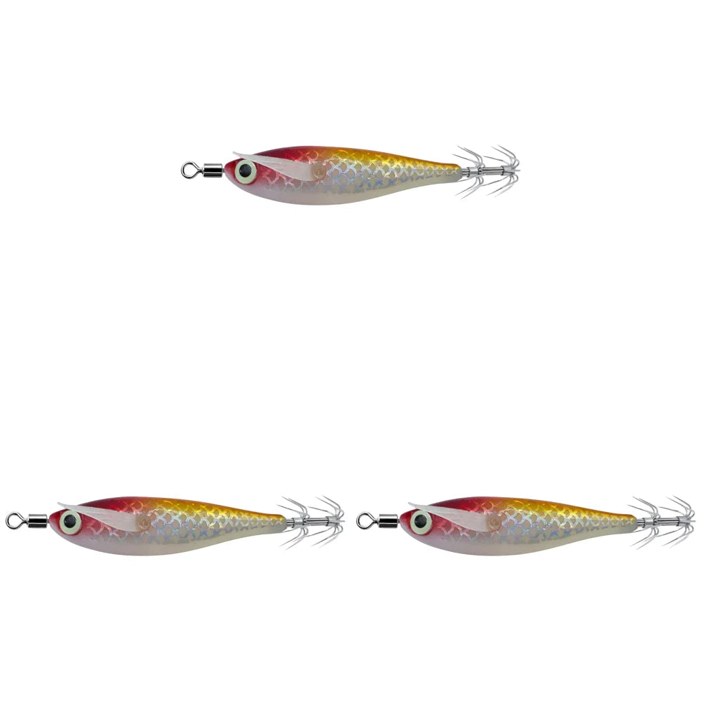 3-1Pcs Squid Jig Hook Fishing Lure Luminous 8cm 9.5g Artificial Fake Octopus Lures Wood Shrimp Cuttlefish Hard Bait Sea Tackle