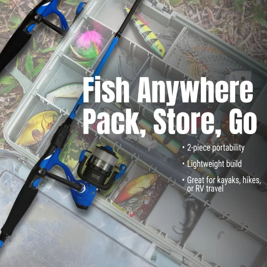 Fishing Rod and Reel Combo 2Piece IM6 Carbon Rods with Smooth Casting Reels Ideal for Freshwater and Saltwater