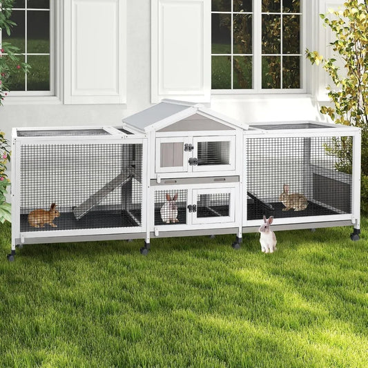 Two Story Outdoor Indoor Rabbit Hutch for Large Rabbits