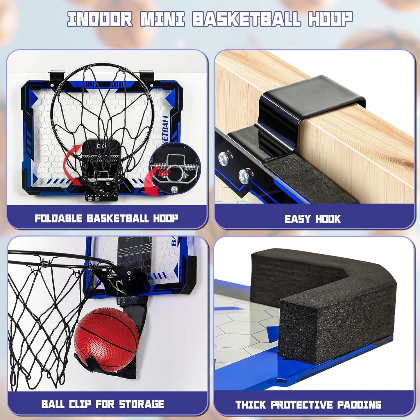 Remote Control LED Basketball Hoop with Scoreboard, Balls, Pump & Bag - Indoor Sport Toy for Kids