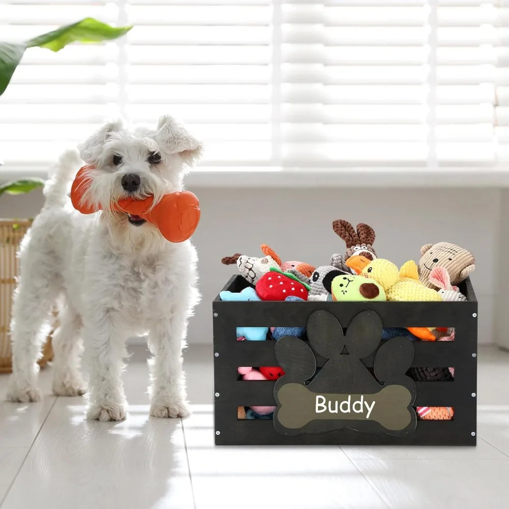 Dog Toy Basket Storage Bin With Handles And Paw Pattern