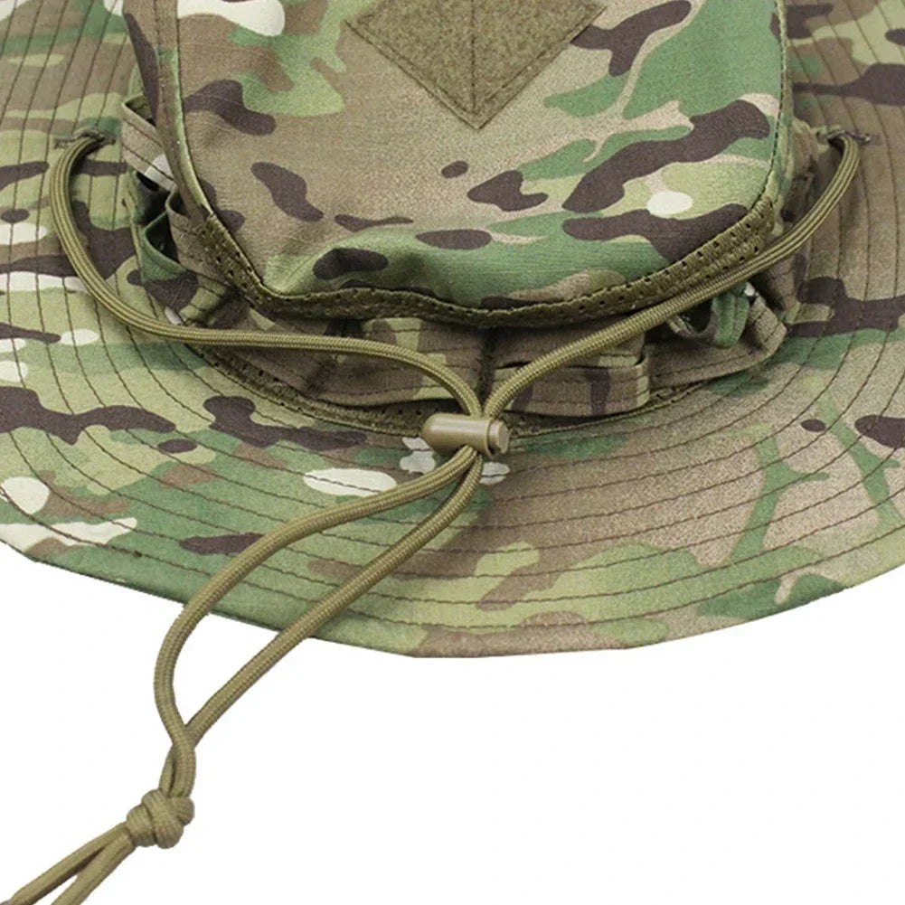 New Tactical Camouflage Boonie Cap Wide Brim Hat Men Outdoor Sports Fishing Hiking Hunting Sunshade Hat Foldable Soft Hat