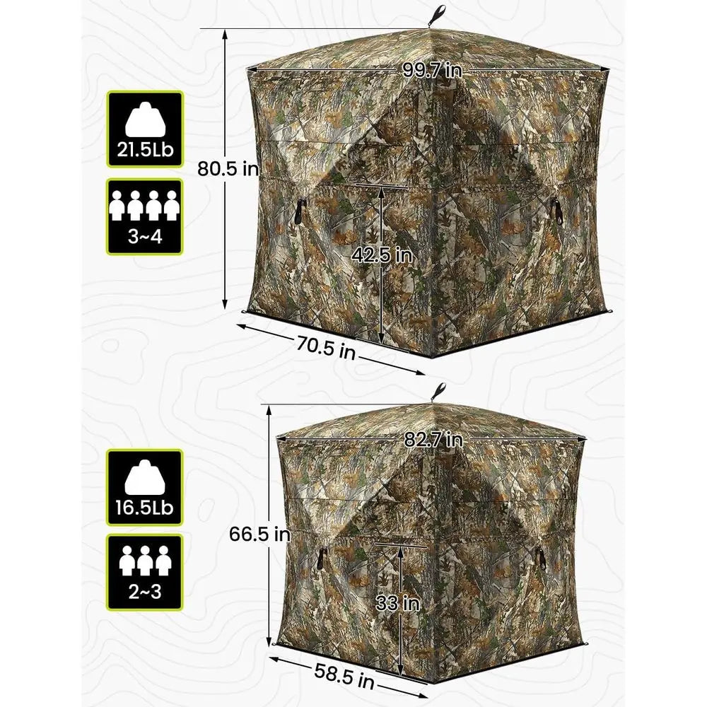 Portable 270° View Hunting Tent with Carrying Bag, Pop-Up Design in Forest Camo