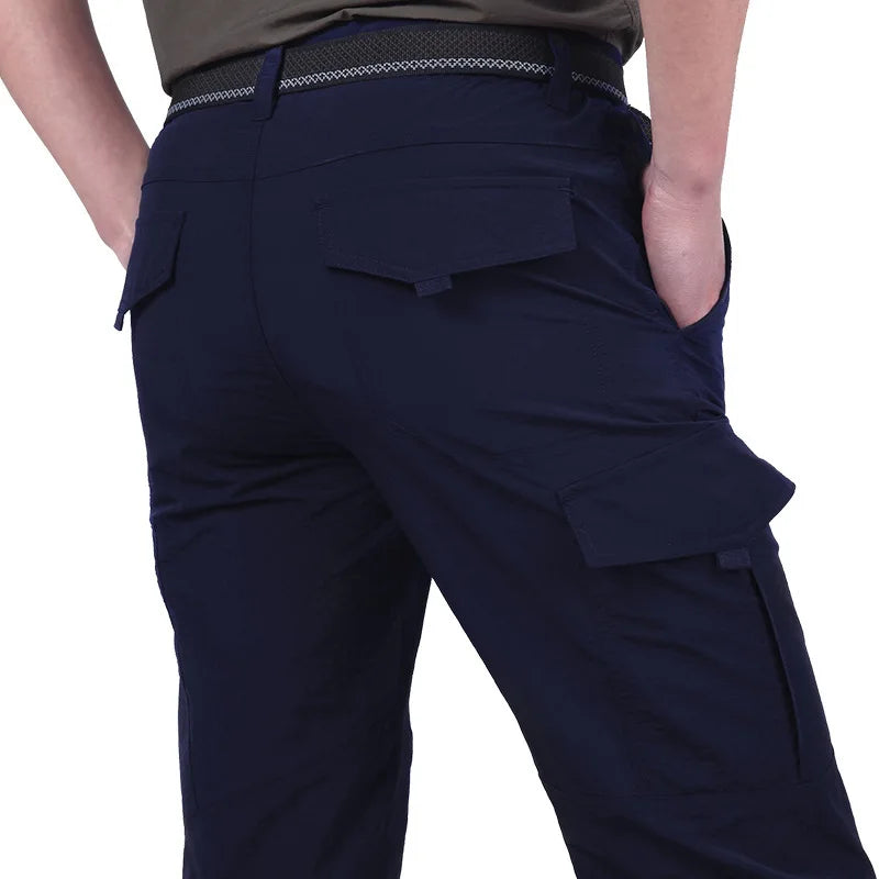 Summer Casual Lightweight Army Military Long Trousers Male Waterproof Quick Dry Cargo Camping Overalls Tactical Pants Breathable