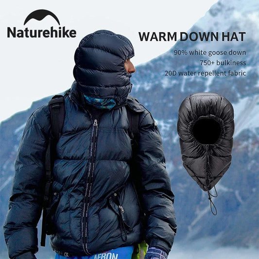 Naturehike Cold Winter Warm Kepping Goose Down Hat Outdoor Windproof Drawstring Sports Hats Skiing Climbing Hiking Hat