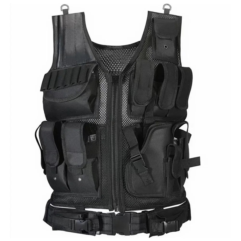 Nylon Combat Body Armor Vests Adjustable Mesh Vest Multi-Pocket Airsoft Vest Hunting Outdoor CS Game Airsoft Training Jacket