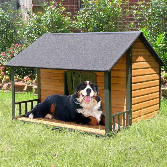 Outdoor Weatherproof Dog House With Iron Frame And Fir Wood