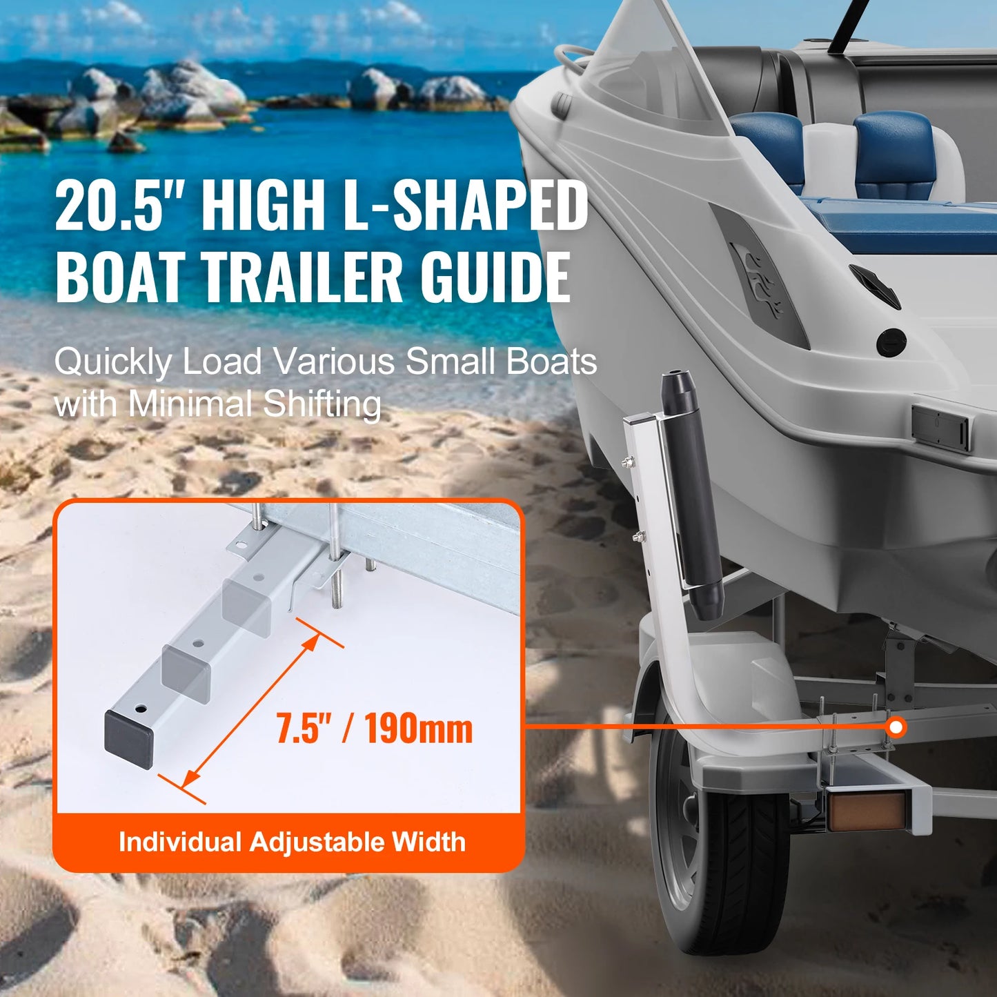 SucceBuy Boat Trailer Guide Poles 2PCS Adjustable Rustproof Galvanized Steel For Ski Boat Sailboat Trailers