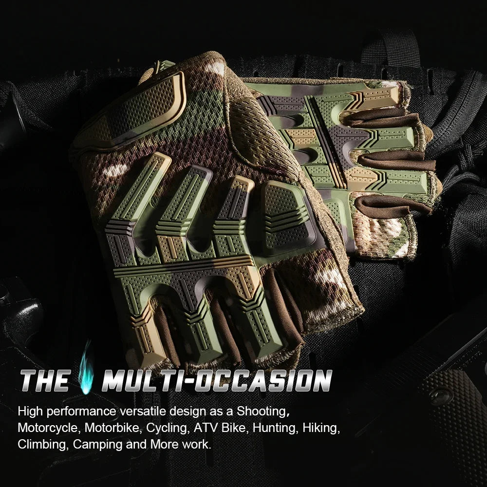 Men's Fingerless Tactical Gloves Sports Airsoft Combat Paintball Shooting Hunting Driving Work Non-slip Anti-sweat Half Finger