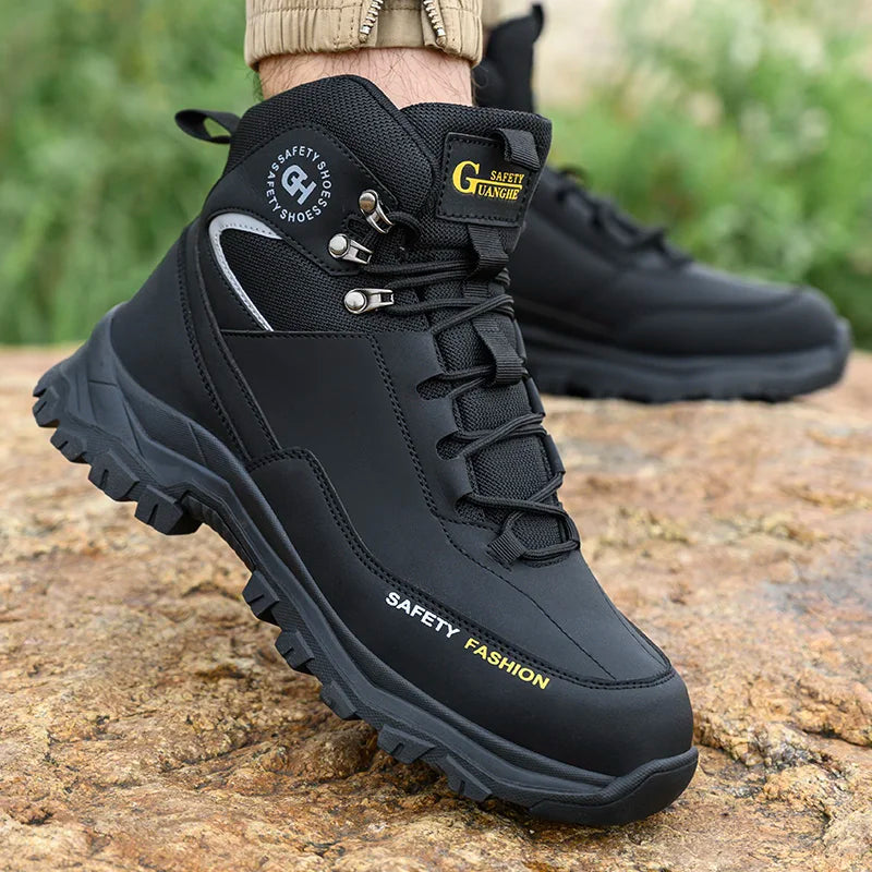 High Top Safety Shoes Men Steel Toe Work Shoes Men Work Safety Boots Anti Smash Safety Indestructible Waterproof Platform Boots