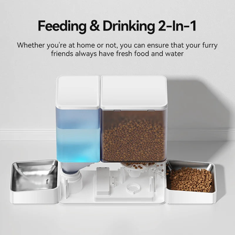 ROJECO Two In One Automatic Pet Feeder And Water Fountain For Cats