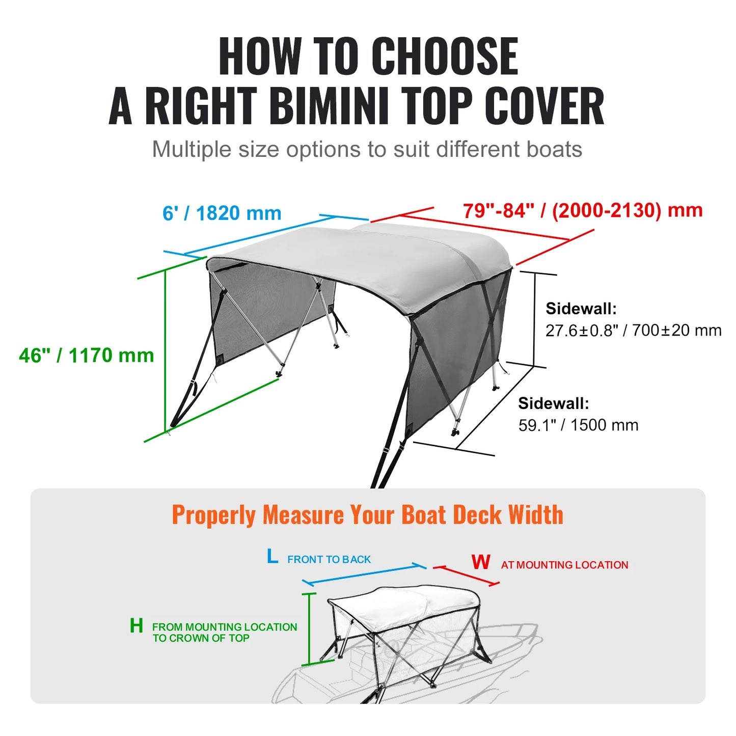 SucceBuy Bimini Top Boat Cover With Detachable Mesh Sidewalls PremiumQualityDurable