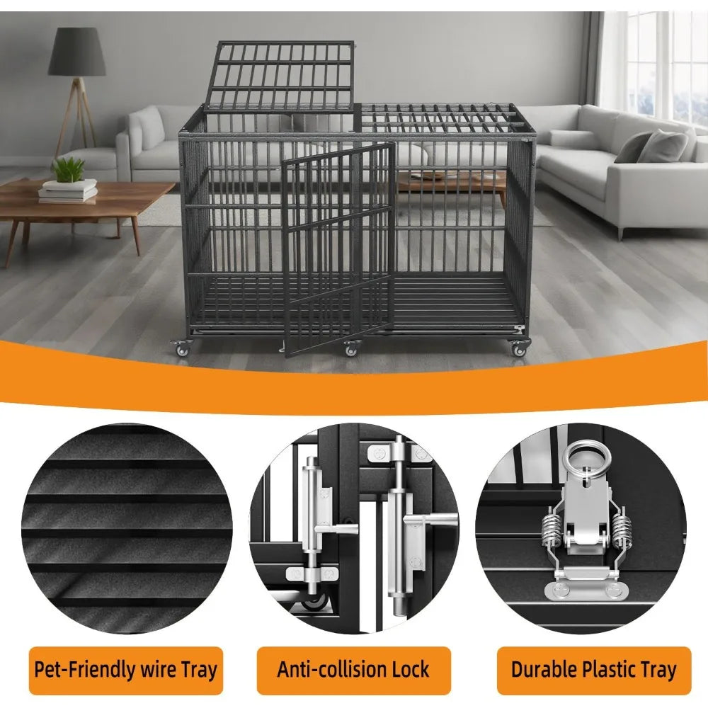 Heavy Duty Giant Dog Crate With Lockable Top Access