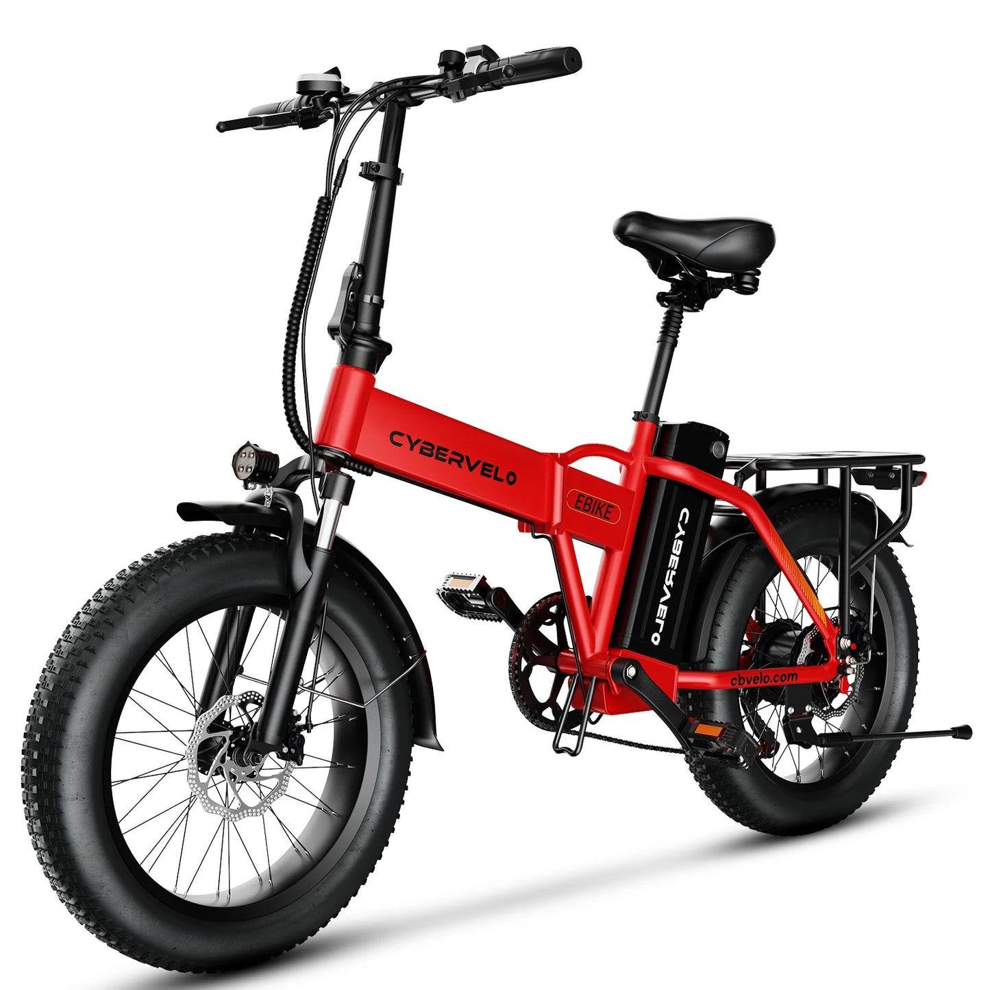 Cybervelo Folding Electric Bike, 48V 960WH Large Removable Battery E-Bike, 30+MPH, 80 Miles Max Range, 20" FatTire for Adult EK4
