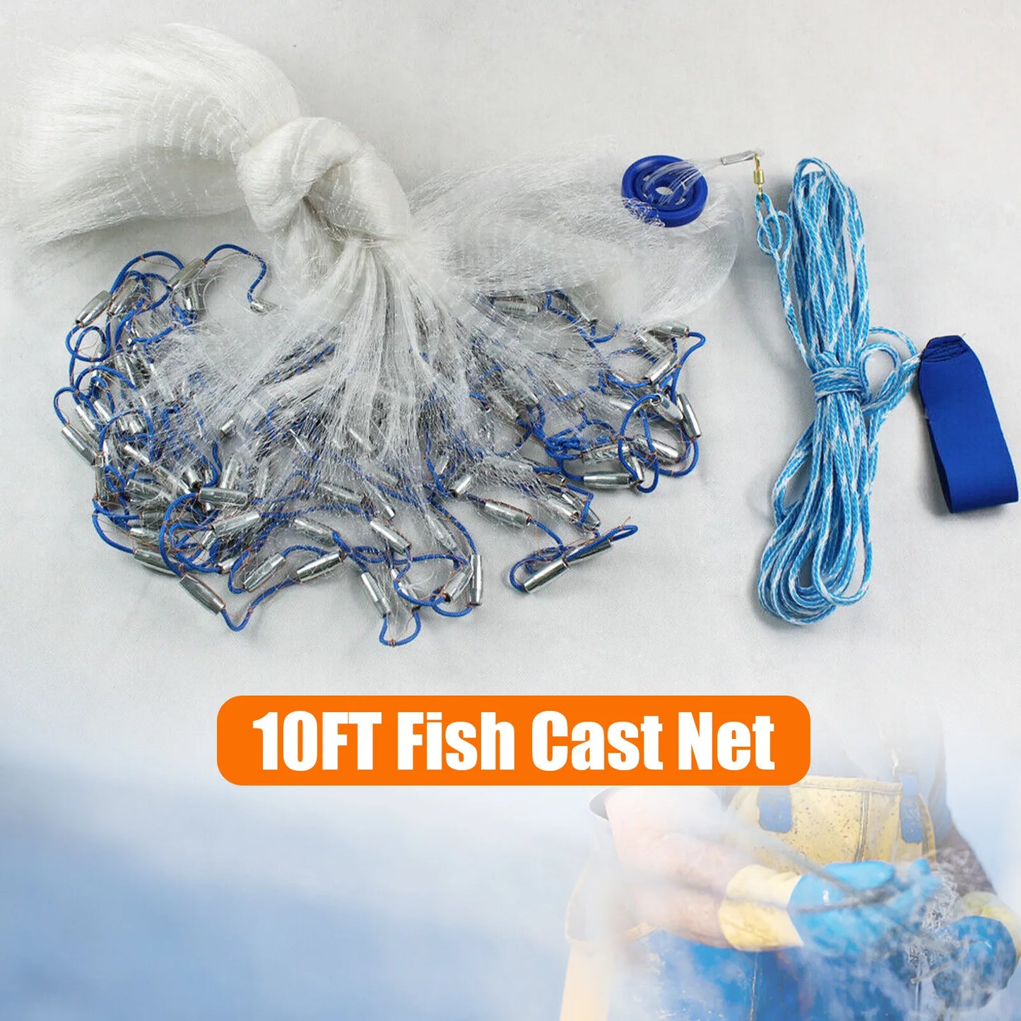 10FT Saltwater Fishing Cast Net For Bait Trap Height Easy Throw Sink 3 Meter USA