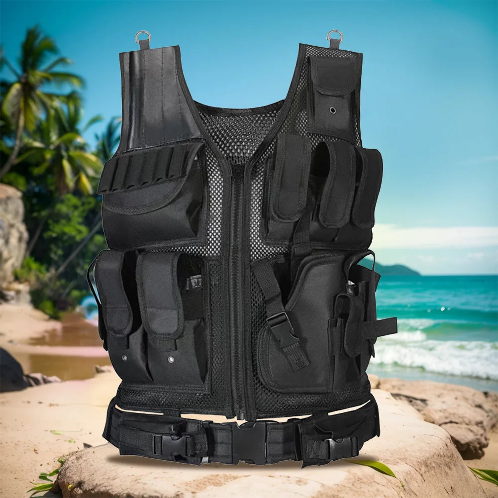 Shunmaii Nylon Molle Vest Multi Pocket Plate Carrier For Outdoor Hunting Gear Tactical
