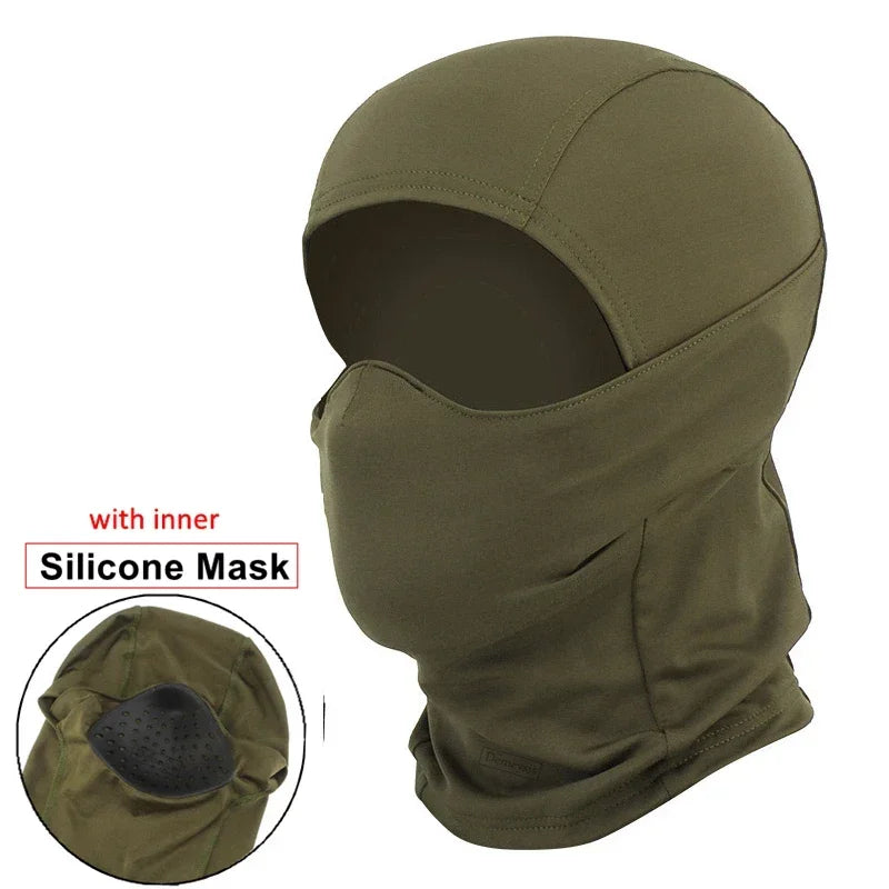 Tactical Mask Outdoor Balaclava Head Hood Silicone Half Face Windproof Headgear Airsoft Hunting CS Game Sunscreen Cap