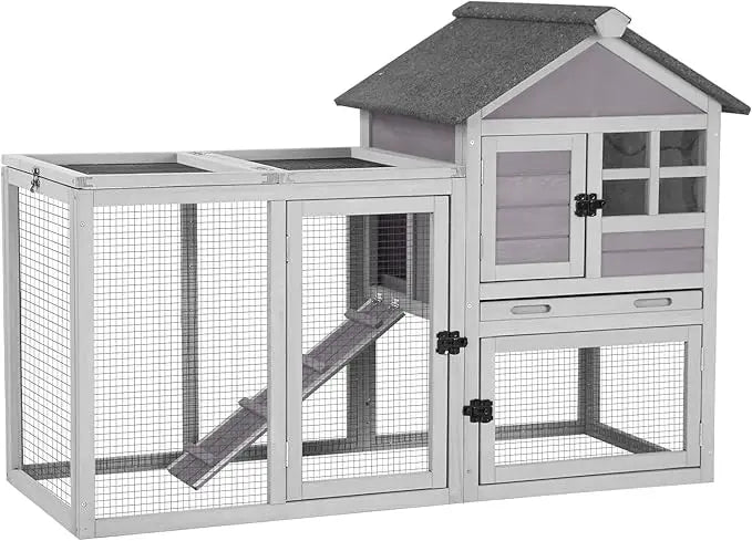 XMSJ Rabbit Hutch Indoor Outdoor Cage With Run And Tray