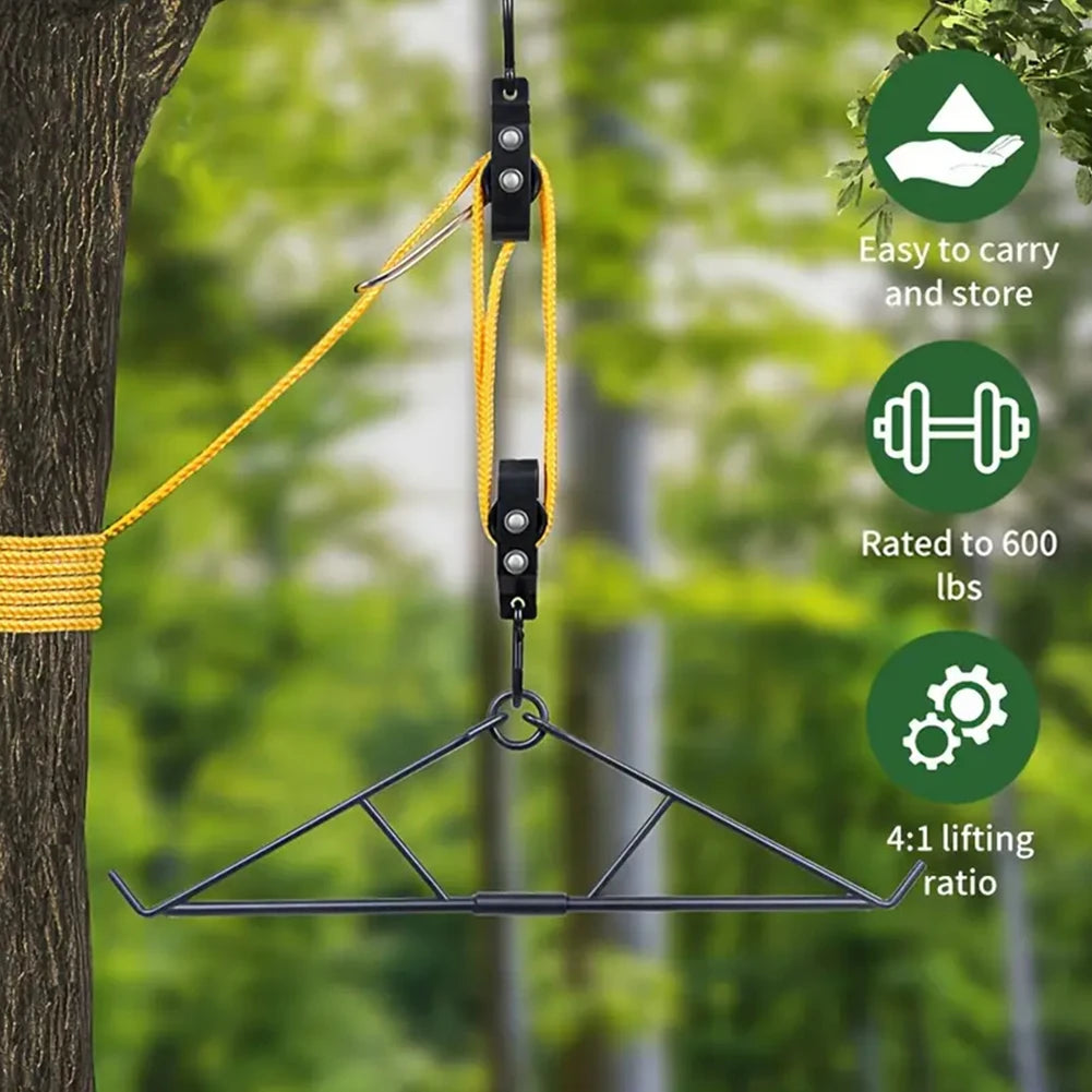 700LB Capacity Elk Hoist Pulley Lift System with Gambrel Deer Hunting Game Hoist Pulley Lift System Hunting Accessories Gift Set