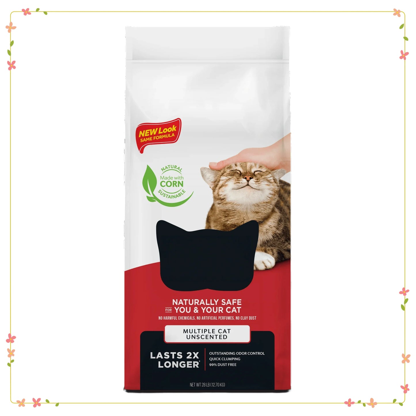 Multiple Cat Unscented - Natural Ingredients,Quick Clumping, Flushable, 99% Dust Free- Long-Lasting Odor Control & Easy Scooping