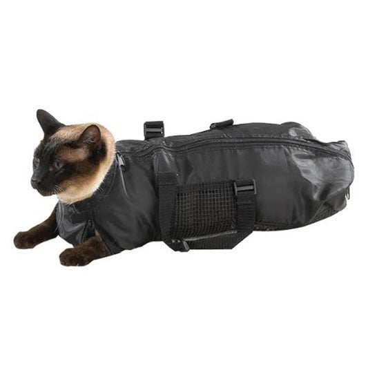 Mesh Cat Bathing Bag Oxford Cloth Cat Shower Bag Breathable Cat Nail Trimming Bag Adjustable for Shower Nail Trimming Injection