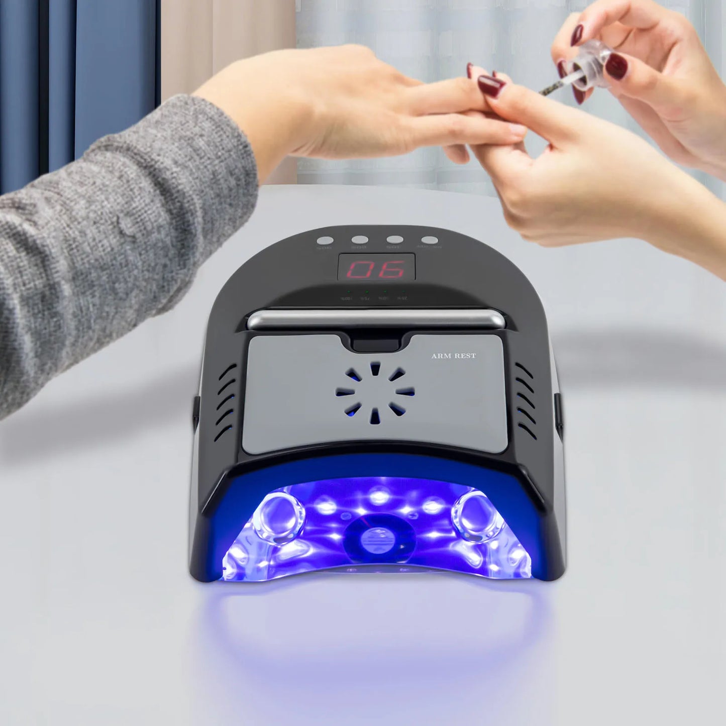 Nail Dryer Professional Rechargeable 72W 24-Bead UV/LED Gel Nail Lamp with Fan Removable Bottom 3 Timer Smart Sensor