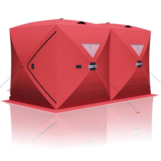 Portable Pop Up Ice Fishing Shelter Ice Fishing Tent Waterproof & Windproof Oxford Fabric Winter Fishing Equipment for 2-8