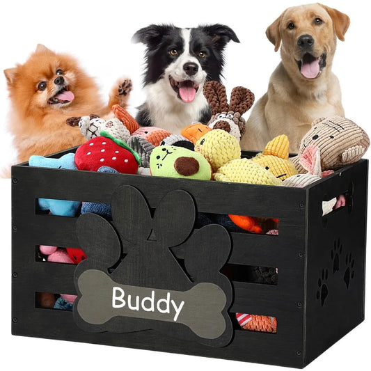 Dog Toy Basket Storage Bin With Handles And Paw Pattern