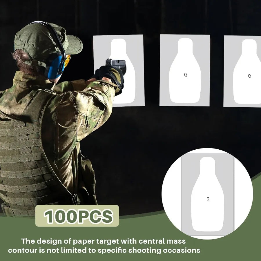 Large Paper Rifle Targets with Center Mass Silhouette Design for Outdoor Range Shooting Training and Qualification Practice Ide