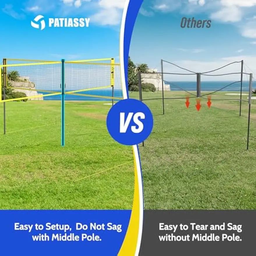 16FT 4-Square Volleyball Set with Adjustable Net, Portable Bag for Backyard, Lawn & Beach