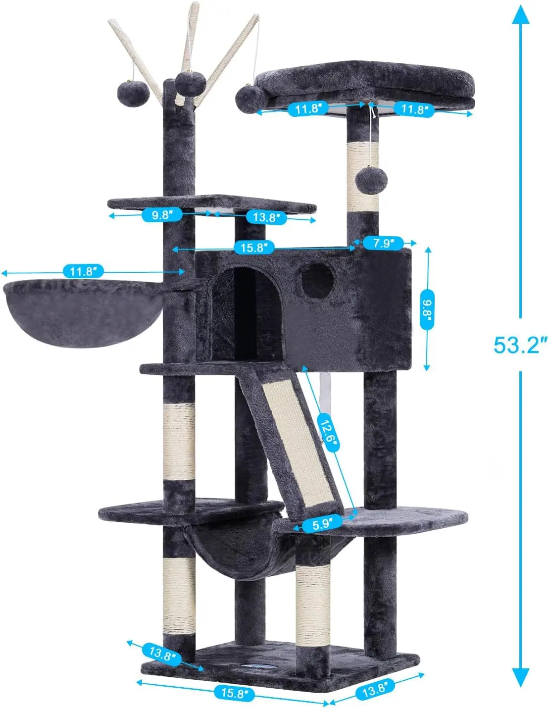 Cat Tower With Padded Bed Condo Hammocks Scratching Posts