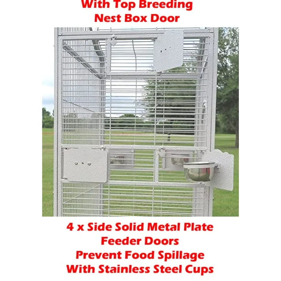 Extra Large Wrought Iron Open/Close Play Top Bird Parrot Cage with Metal Seed Guard Solid Metal Feeder Nest Doors Overall Dimen