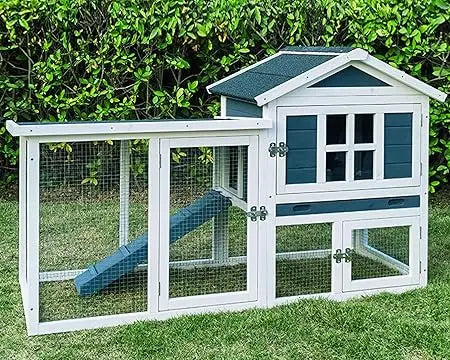 Outdoor Rabbit Hutch 2 Story Bunny Cage and Coop