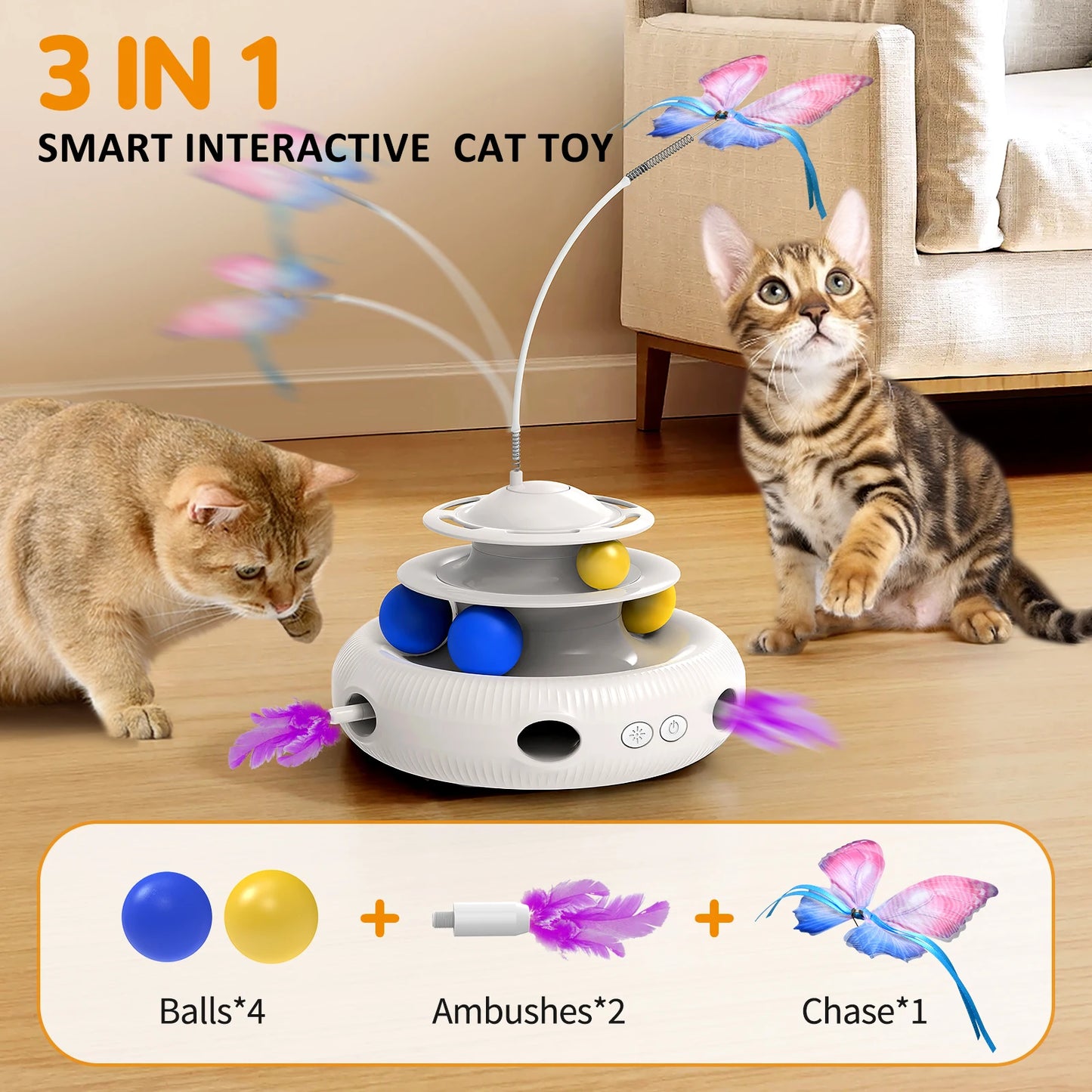 Chargeable Cat Laser Interactive Indoor Puzzle Toy USB Teaser Feather