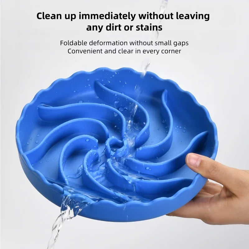 Dog Slow Feeder Bowl With Suction Mat Food Grade Silicone
