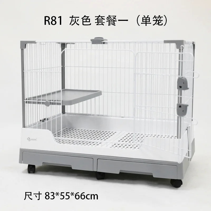 Gravity Lock Rabbit Cage With Pull Out Tray Wheeled Hutch